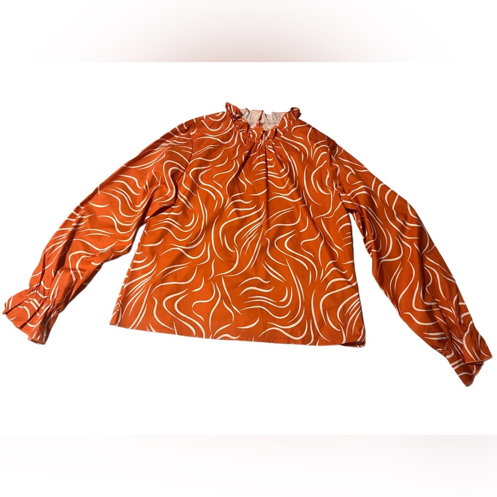 4/$25 Orange Blouse with Fun White Pattern